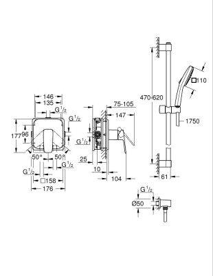 Grohe Cubeo Gizli duş sistemi Tempesta 110 ile - 1053352430 - 2