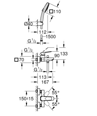 Grohe Cubeo Tek kumandalı banyo bataryası - 1018140000 - 2