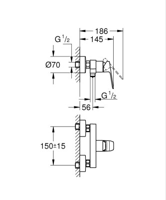 Grohe Cubeo Tek kumandalı duş bataryası - 1018240000 - 2