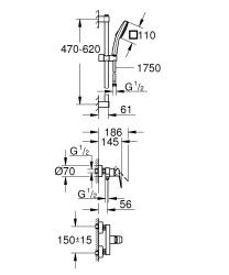 Grohe Cubeo Tek kumandalı duş bataryası 1/2″ - 1018252430 - 2