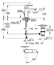 Grohe Cubeo Tek kumandalı lavabo bataryası 1/2″ M-Boyut - 1017560000 - 2