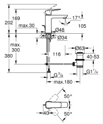 Grohe Cubeo Tek kumandalı lavabo bataryası M-Boyut - 1017492430 - 2