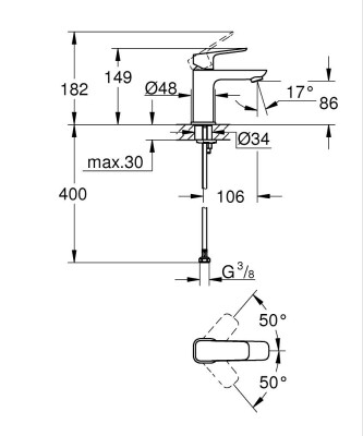 Grohe Cubeo Tek kumandalı lavabo bataryası S-Boyut - 1016992430 - 2