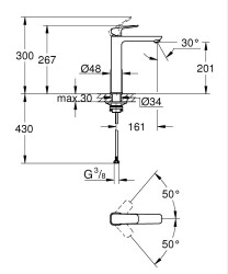 Grohe Cubeo Tek kumandalı lavabo bataryası XL-Boyut - 1017290000 - 2