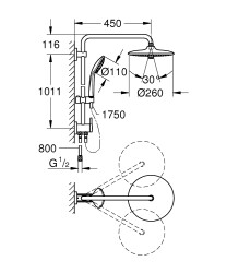 Grohe Duvara monte yön değiştiricili duş sistemi - 27421002 - 2