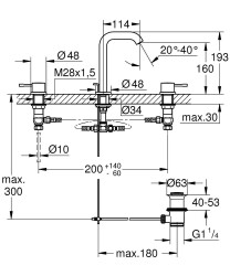 Grohe Essence 3 delikli lavabo bataryası 1/2″ M-Boyutu - 20296AL1 - 2
