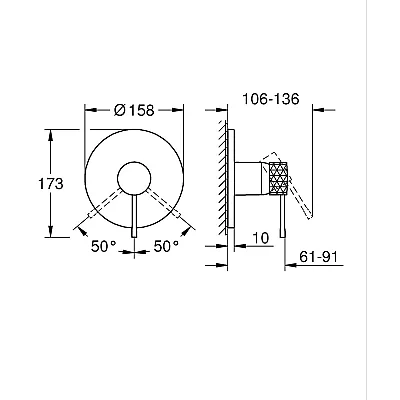 GROHE Essence Ankastre Duş Bataryası, Tek Kollu, Crafted Krom - 24168PF1 - 5
