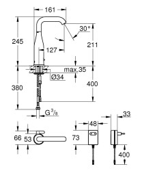 Grohe Essence E Fotoselli Lavabo Bataryası Elektrikli - 36444000 - 2