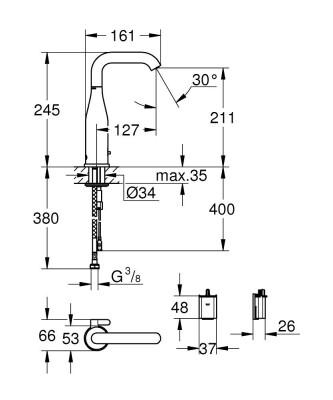 Grohe Essence E Fotoselli Lavabo Bataryası Pilli - 36445000 - 2