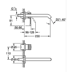 GROHE Essence İki Delikli Duvar Tipi Lavabo Bataryası (L-Boy), Fırçalı Crafted Cool Sunrise - 29193GF1 - 4