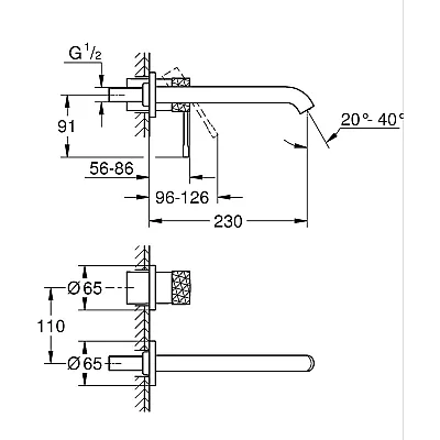 GROHE Essence İki Delikli Duvar Tipi Lavabo Bataryası (L-Boy), Fırçalı Crafted Cool Sunrise - 29193GF1 - 4
