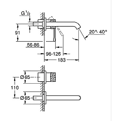 GROHE Essence İki Delikli Duvar Tipi Lavabo Bataryası (M-Boy), Crafted Krom - 29192PF1 - 4