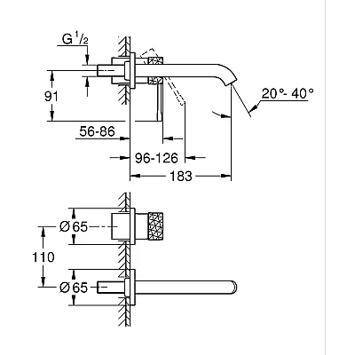 GROHE Essence İki Delikli Duvar Tipi Lavabo Bataryası (M-Boy), Fırçalı Crafted Cool Sunrise - 29192GF1 - 4