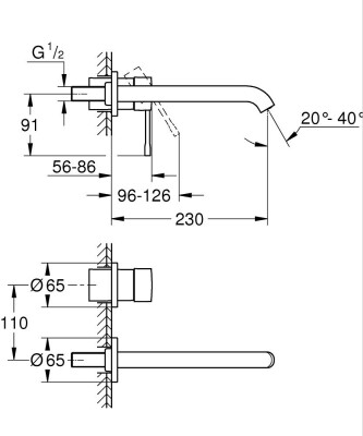Grohe Essence İki delikli lavabo bataryası L-Boyut - 29193KF1 - 2