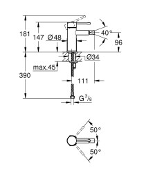 Grohe Essence Tek kumandalı bide bataryası
S-Boyut - 24395KF1 - 2