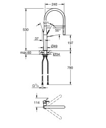 Grohe Essence Tek kumandalı eviye bataryası - 30503KF0 - 2