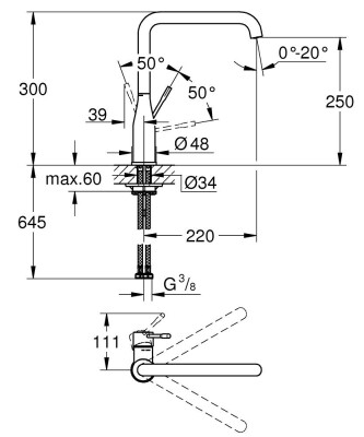 Grohe Essence Tek kumandalı eviye bataryası - 30505000 - 2