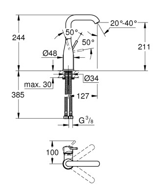 Grohe Essence Tek kumandalı lavabo bataryası 1/2