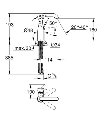 Grohe Essence Tek kumandalı lavabo bataryası M-Boyut - 24176KF1 - 2