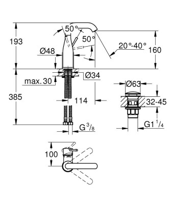 Grohe Essence Tek kumandalı lavabo bataryası
M-Boyut - 24181001 - 2