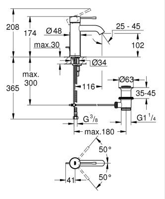 Grohe Essence Tek kumandalı lavabo bataryası
S-Boyut - 24171001 - 2