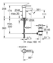 Grohe Essence Tek kumandalı lavabo bataryası
S-Boyut - 24183001 - 2