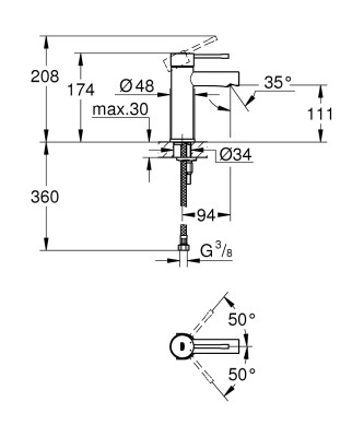 Grohe Essence Tek kumandalı lavabo bataryası
S-Boyut - 34813001 - 2