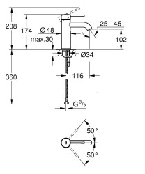 Grohe Essence Tek Kumandalı Lavabo Bataryası S-Boyut, Paslanmaz Çelik - 23590DC1 - 2