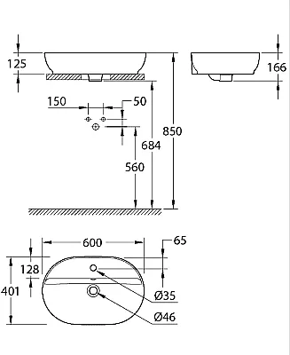 GROHE Essence Tezgâh Üstü Lavabo 60 cm, Alpine Beyaz - 103569SH00 - 6