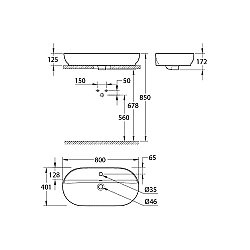 GROHE Essence Tezgâh Üstü Lavabo 80 cm, Alpine Beyaz - 103571SH00 - 5