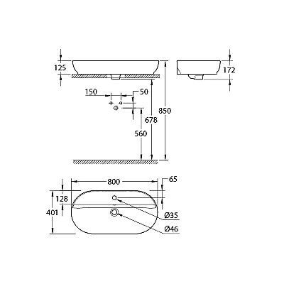 GROHE Essence Tezgâh Üstü Lavabo 80 cm, Alpine Beyaz - 103571SH00 - 5