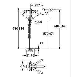 GROHE Essence Yerden Montajlı Tek Kollu Küvet Bataryası, Fırçalı Crafted Cool Sunrise - 25248GF1 - 4