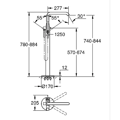 GROHE Essence Yerden Montajlı Tek Kollu Küvet Bataryası, Fırçalı Crafted Cool Sunrise - 25248GF1 - 4