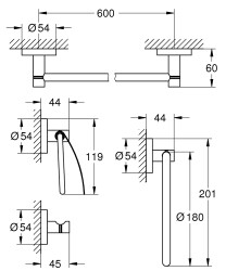 Grohe Essentials 4'ü bir arada banyo aksesuar seti - 40776001 - 2