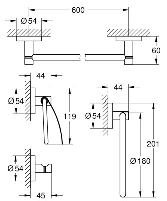 Grohe Essentials 4'ü bir arada banyo aksesuar seti - 40776001 - 2