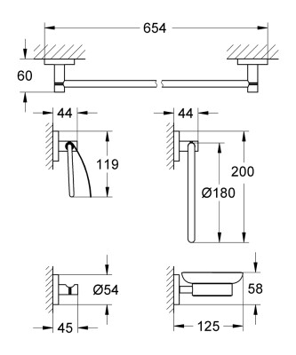 Grohe Essentials 5'i Bir Arada Banyo Aksesuar Seti - 40344001 - 2