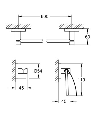 Grohe Essentials Guest 3'ü 1 arada banyo aksesuar seti - 40775DC1 - 2