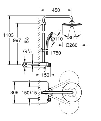 Grohe Euphoria SmartControl Termostatlı Duş Sistemi - 26509000 - 2