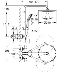 Grohe Euphoria System 310 Termostatik Bataryalı Duş Sistemi - 26075GL0 - 2