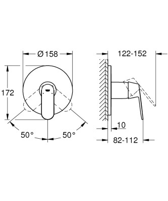 Grohe Eurocosmo Ankastre duş bataryası - 24044000 - 2