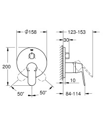 Grohe Eurocosmo Tek kumandalı 3 yönlü Ankastre banyo bataryası - 24226000 - 2