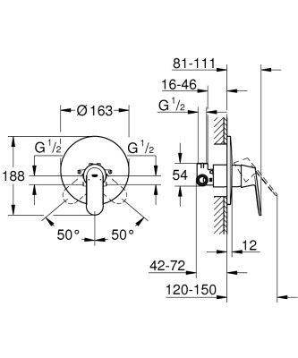 Grohe Eurocosmo Tek kumandalı duş bataryası - 32880000 - 2