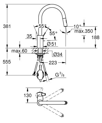 Grohe Eurocosmo Tek Kumandalı Eviye Bataryası - 31481001 - 2