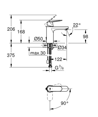 Grohe Eurocosmo Tek kumandalı lavabo bataryası
M-Boyut - 2339700E - 2