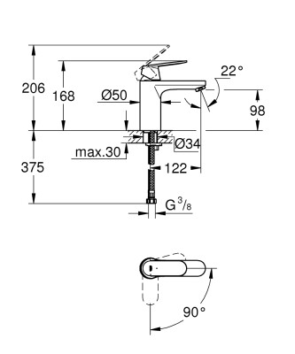 Grohe Eurocosmo Tek kumandalı lavabo bataryası
M-Boyut - 2339800E - 2