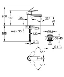 Grohe Eurocosmo Tek kumandalı lavabo bataryası M-Boyut - 23926000 - 2