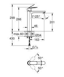 Grohe Eurocosmo Tek Kumandalı Lavabo Bataryası Xl-Boyut - 23921000 - 2