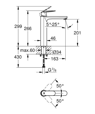 Grohe Eurocosmo Tek Kumandalı Lavabo Bataryası Xl-Boyut - 23921000 - 2