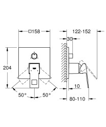 Grohe Eurocube 3 Yollu Ankastre Banyo Bataryası - 24094000 - 2