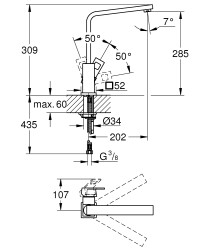 Grohe Eurocube Eviye Bataryası - 31255000 - 2